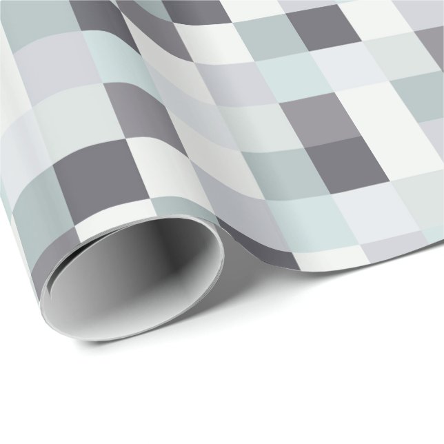 White and Grey Pixelated Pattern Wrapping Paper (Roll Corner)