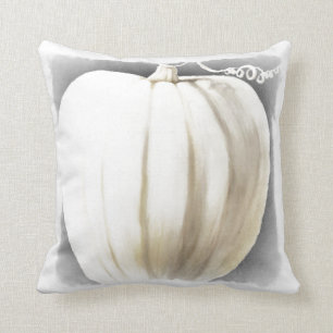 White and Grey Pumpkin Accent Pillow Throw Pillow