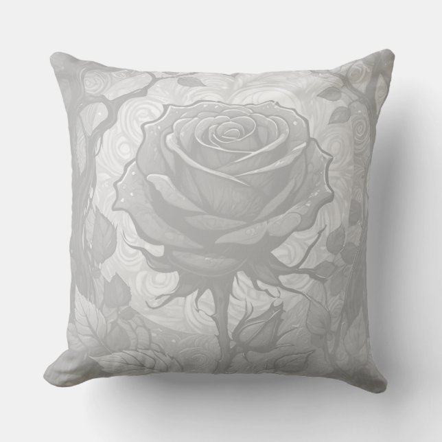 White And Grey Roses 3 Cushion (Front)