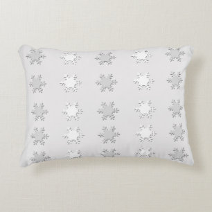 White and Grey Snowflakes Accent Pillow