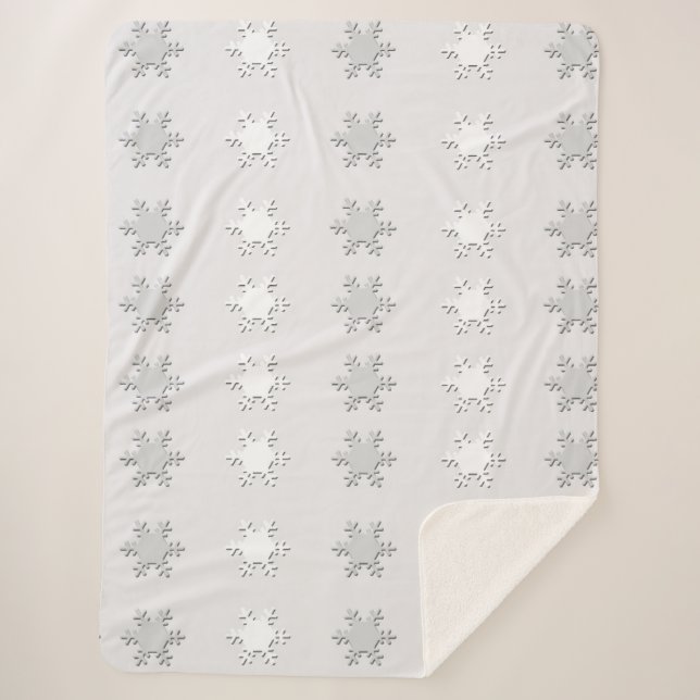 White and Grey Snowflakes Sherpa Blanket (Front)