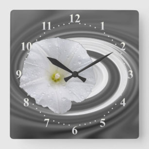 white and grey square wall clock