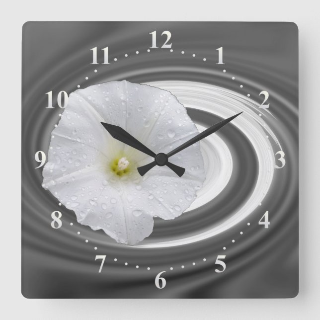 white and grey square wall clock (Front)