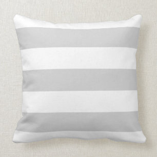 White and Grey Striped Cushion
