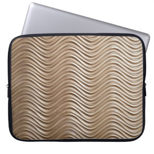 White and grey striped textile laptop sleeve
