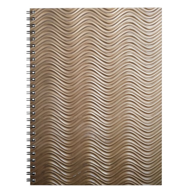 White and grey striped textile notebook (Front)