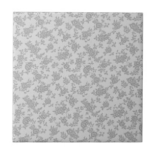 White and Grey Two Tone Foral Pattern Ceramic Tile