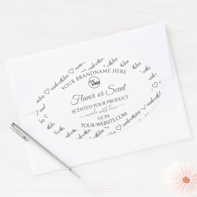 White and Grey Word Cloud Product Labels with Logo (Envelope)