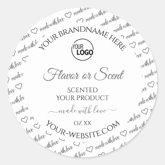 White and Grey Word Cloud Product Labels with Logo (Front)