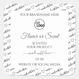 White and Grey Word Cloud Product Labels with Logo