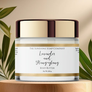 White and Hammered Gold Foil Cosmetics Jar Label