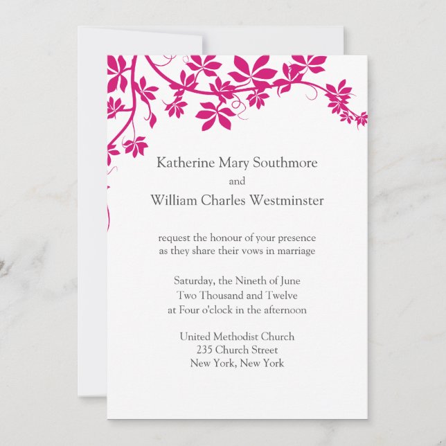 White And Honeysuckle Wedding Invitations (Front)
