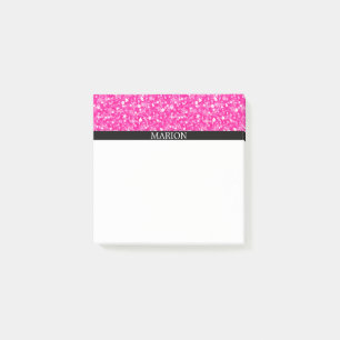 White And Hot Pink Glitter Pattern Post-it Notes