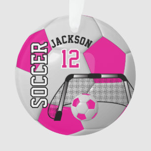 White and Hot Pink ⚽  Soccer Ball Ornament