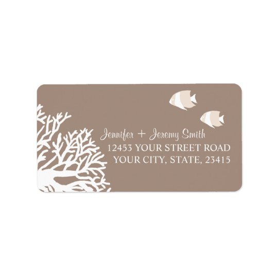 White and Ivory Beige Tropical Angelfish Address Label