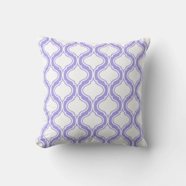White And Lavender Geometric Pattern Cushion (Front)