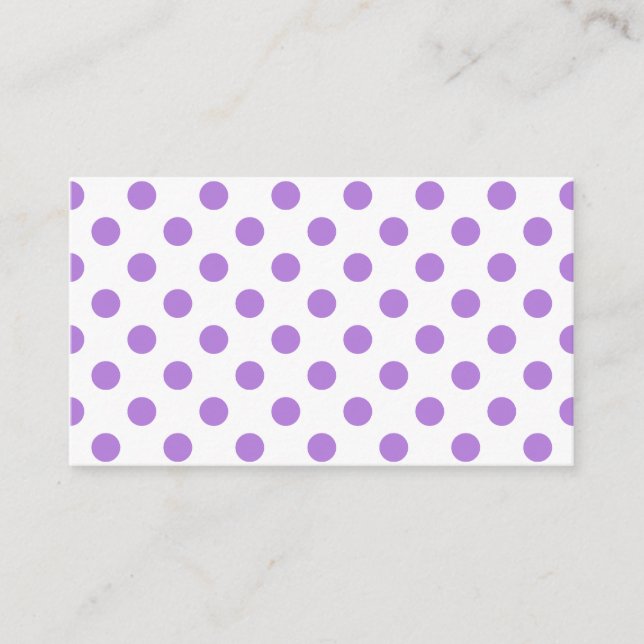 White and Lavender Polka Dots Business Card (Front)