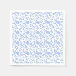 White and Light Blue Floral Paper Napkins