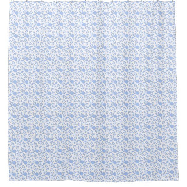 White and Light Blue Mini Floral Shower Curtain (Front)