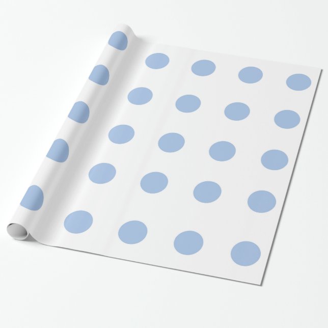 White and Light Blue Polka Dot Wrapping Paper (Unrolled)