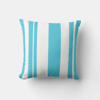 White and Light Blue Striped throw pillow