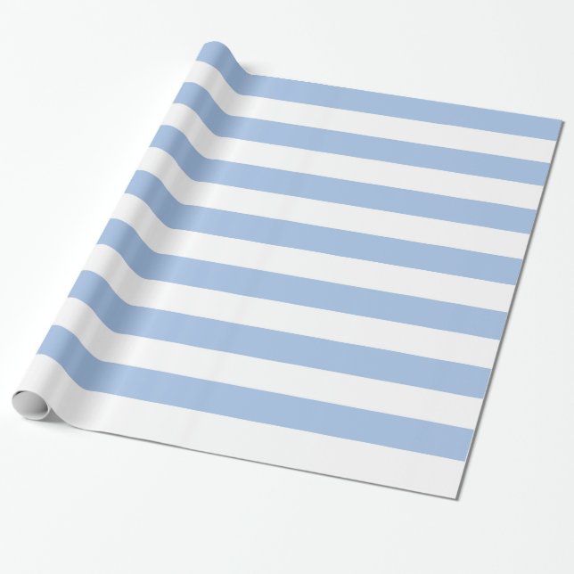 White and Light Blue Striped Wrapping Paper (Unrolled)