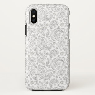 White And Light Grey Floral Paisley Pattern Case-Mate iPhone Case