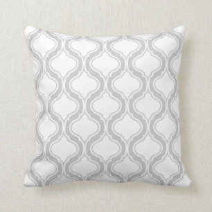 White And Light Grey Geometric Pattern Cushion