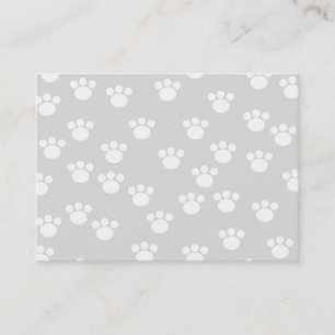 White and Light Grey Paw Print Pattern. Business Card