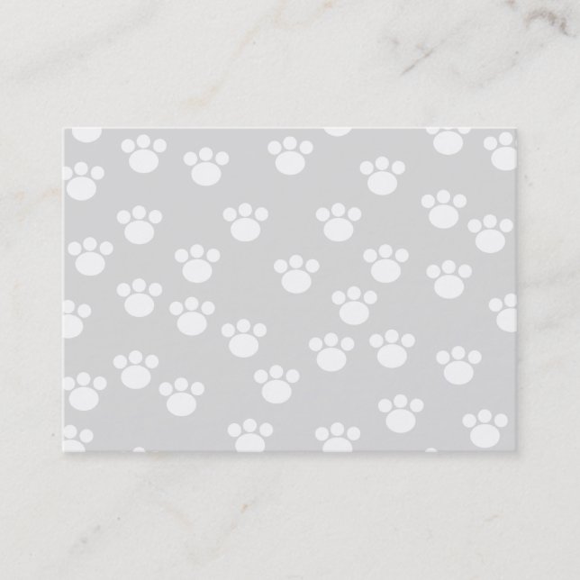 White and Light Grey Paw Print Pattern. Business Card (Front)