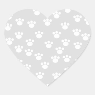 White and Light Grey Paw Print Pattern. Heart Sticker
