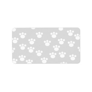 White and Light Grey Paw Print Pattern. Label