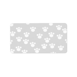 White and Light Grey Paw Print Pattern. Label