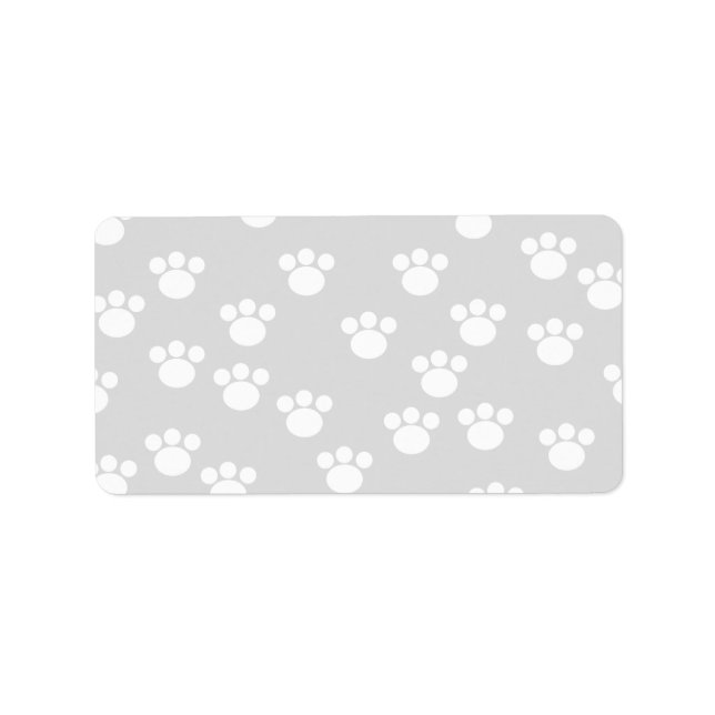 White and Light Grey Paw Print Pattern. Label (Front)