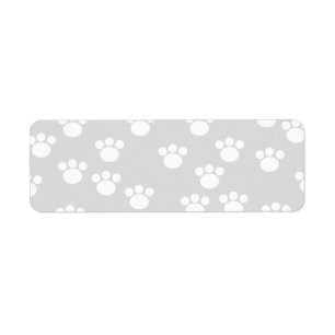 White and Light Grey Paw Print Pattern. Return Address Label