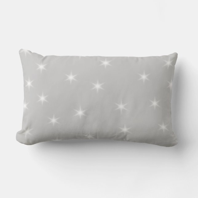 White and Light Grey Star Pattern. Lumbar Cushion (Front)