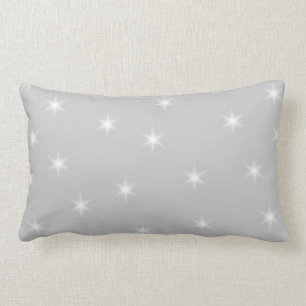 White and Light Grey Star Pattern. Lumbar Cushion