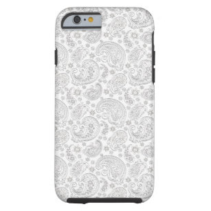 White And Light Grey Vintage Paisley Pattern Tough iPhone 6 Case