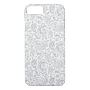 White And Light-Grey Vintage Paisley Pattern Case-Mate iPhone Case