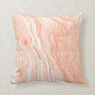 White And Light Orange Spotted Marble Cushion