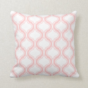 White And Light Pink Geometric Pattern Cushion
