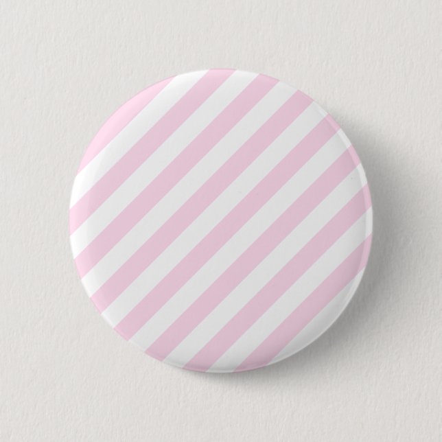 White and Light Pink Stripes. 6 Cm Round Badge (Front)