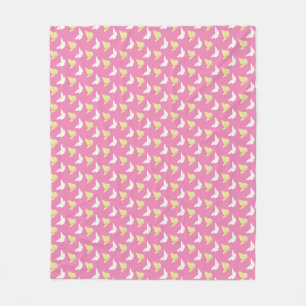 White and Light Yellow Butterflies Flying Pink Fleece Blanket