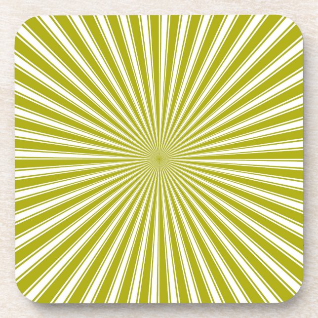 White and Lime Funky Striped Abstract Art Coaster (Front)