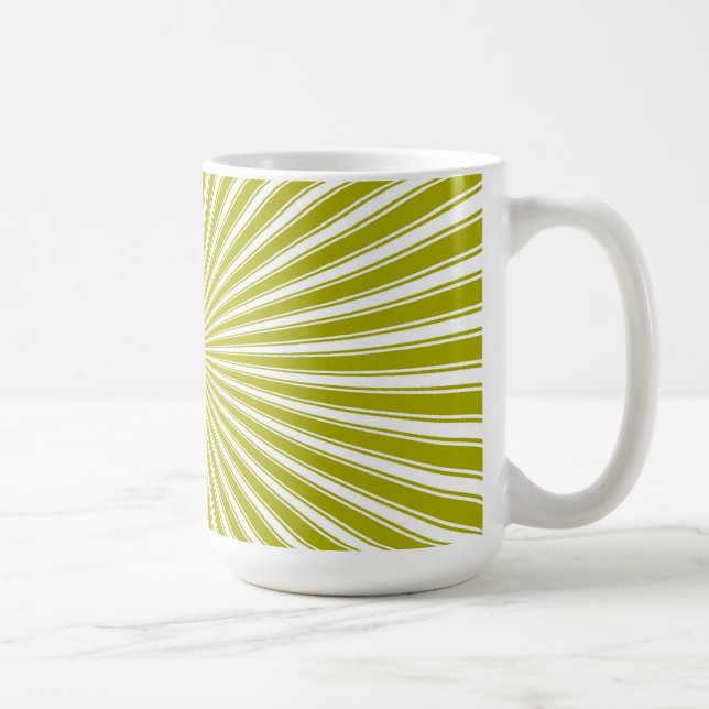 White and Lime Funky Striped Abstract Art Coffee Mug (Right)