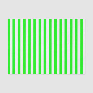 White and Lime Green Stripes Tissue Paper
