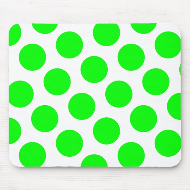 White and Lime Polka Dots Mouse Pad (Front)