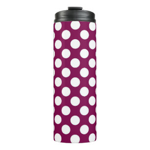 White and magenta polka dots pattern thermal tumbler