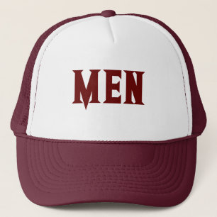 White and Maroon Colour MEN BOY MEN text Trucker Hat