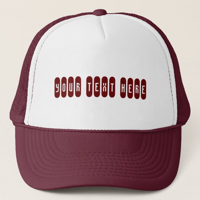 White and Maroon colour Your Custom Text Here Name Trucker Hat (Front)